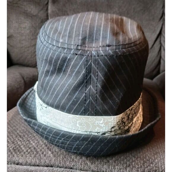 Goorin Bros Fedora Hat Cap Mens X-Large Black Pinstripe Wool 100-0055 Mobster - Picture 1 of 7